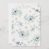 Gold Blue Floral Little Snowflake Baby shower Kaart (Achterkant)