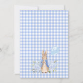 Gold Blue Floral Peter Rabbit Baptism Uitnodiging (Achterkant)