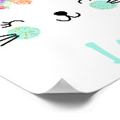 Gold Blue Floral Rabbit face Nursery Poster Name (Hoek)