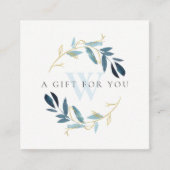 GOLD BLUE FOLIAGE INITIAAL WREATH GIFT CERTIFICAAT (Voorkant)