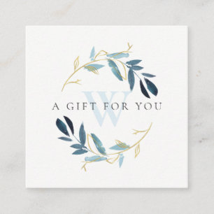GOLD BLUE FOLIAGE INITIAAL WREATH GIFT CERTIFICAAT