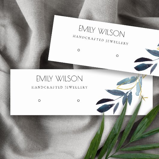 GOLD BLUE FOLIAGE WATERVERF DIE LOGO WEERGEVEN MINI VISITEKAARTJE