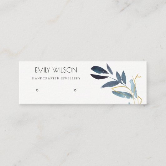 GOLD BLUE FOLIAGE WATERVERF DIE LOGO WEERGEVEN MINI VISITEKAARTJE (Voorkant)