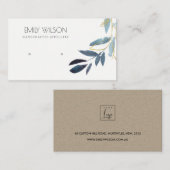 GOLD BLUE FOLIAGE WATERVERF DIE LOGO WEERGEVEN VISITEKAARTJE (Voorkant / Achterkant)