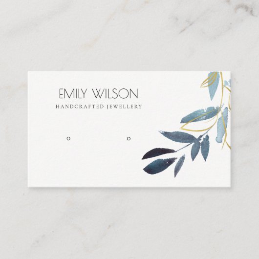 GOLD BLUE FOLIAGE WATERVERF DIE LOGO WEERGEVEN VISITEKAARTJE (Voorkant)