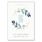 GOLD BLUE FOLIAGE WATERVERF WASWREATWEDING KAART (Achterkant)