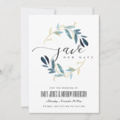 GOLD BLUE FOLIAGE WATERVERF WREATS BEWAREN DE DATU KAART (Voorkant)