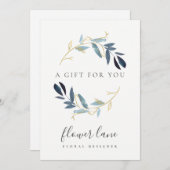 GOLD BLUE FOLIAGE WREATH GIFT CERTIFICATE CARD FEESTDAGENKAART (Voorkant / Achterkant)