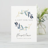 GOLD BLUE FOLIAGE WREATH GIFT CERTIFICATE CARD FEESTDAGENKAART (Staand voorkant)