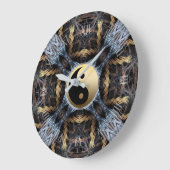 Gold Blue Fractal Tapestry met Yin Yang Symbol Grote Klok (Hoek)