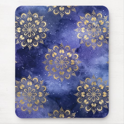 Gold & Blue Galaxy Dharma Mandala Pattern Muismat (Voorkant)
