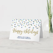 Gold Blue Glitter Confetti Corporate Kerstmis Feestdagen Kaart (Voorkant)