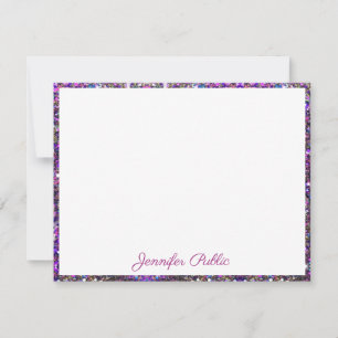 Gold Blue Glitter Handgeschreven script legant Notitiekaartje