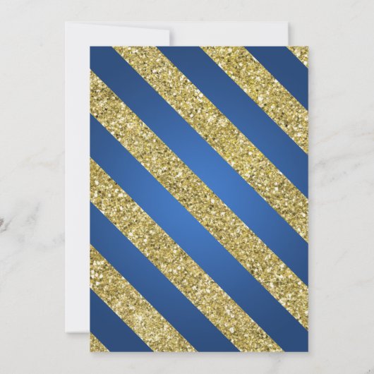 Gold & Blue Glitter Snowflake Xmas Holiday Party Kaart (Achterkant)