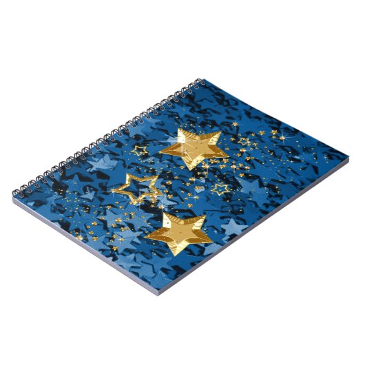 Gold & Blue Glitter Stars Spiral Notebook Notitieboek (Linkerzijde)