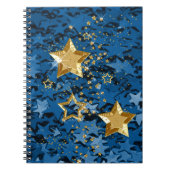 Gold & Blue Glitter Stars Spiral Notebook Notitieboek (Voorkant)