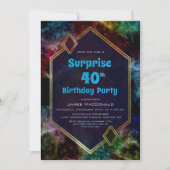 Gold Blue Glitter Surprise 40e verjaardag Kaart (Voorkant)