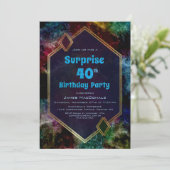 Gold Blue Glitter Surprise 40e verjaardag Kaart (Staand voorkant)