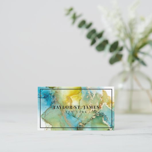 Gold Blue Green Painter Professional Visitekaartje (Staand voorkant)