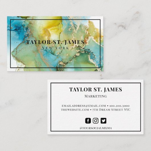 Gold Blue Green Painter Professional Visitekaartje (Voorkant / Achterkant)