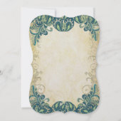 Gold Blue Green Paisley Peacock Wedding No Peacock Kaart (Achterkant)
