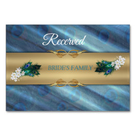 GOLD Blue-green Peacocks op Emerald Green Kaart