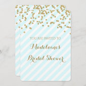 Gold Blue Green Stripes Bridal Shower-uitnodiginge Kaart (Voorkant / Achterkant)