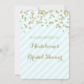 Gold Blue Green Stripes Bridal Shower-uitnodiginge Kaart (Voorkant)