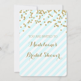 Gold Blue Green Stripes Bridal Shower-uitnodiginge Kaart