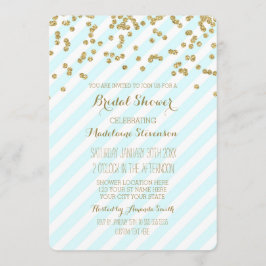 Gold Blue Green Stripes Bridal Shower-uitnodiginge Kaart