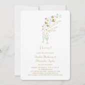 Gold Blue Hearts Champagne Cheers Chic Verloving Kaart (Voorkant)