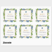 Gold Blue Hydrangea 10th Wedding Jubileum Party Vierkante Sticker (Vel)