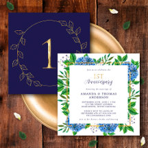 Gold Blue Hydrangea 1st Wedding Jubileum
