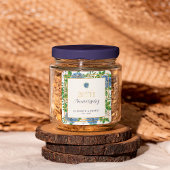 Gold Blue Hydrangea 20e bruiloft Jubileum Party Vierkante Sticker