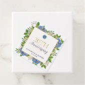 Gold Blue Hydrangea 20th Wedding Jubileum Bedankjes Labels (In situ)