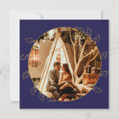 Gold Blue Hydrangea 20th Wedding Photo Jubileum Kaart (Achterkant)