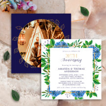 Gold Blue Hydrangea 20th Wedding Photo Jubileum