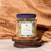 Gold Blue Hydrangea 30e bruiloft Jubileum Party Vierkante Sticker