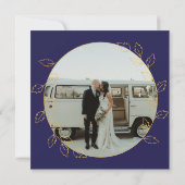 Gold Blue Hydrangea 30th Wedding Photo Jubileum Kaart (Achterkant)