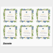 Gold Blue Hydrangea 40th Wedding Jubileum Party Vierkante Sticker (Vel)