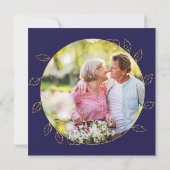 Gold Blue Hydrangea 40th Wedding Photo Jubileum Kaart (Achterkant)