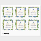 Gold Blue Hydrangea 5th Wedding Jubileum Party Vierkante Sticker (Vel)
