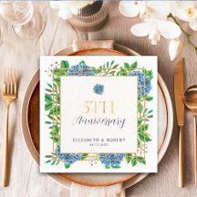 Gold Blue Hydrangea 5th Wedding Jubileum