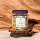 Gold Blue Hydrangea 60th Wedding Jubileum Party Vierkante Sticker