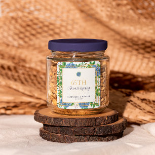 Gold Blue Hydrangea 65th Wedding Jubileum Party Vierkante Sticker