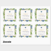 Gold Blue Hydrangea 75th Wedding Jubileum Party Vierkante Sticker (Vel)