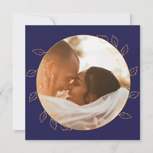 Gold Blue Hydrangea Foto 10e bruiloft Jubileum Kaart (Achterkant)