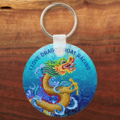 Gold & Blue I Love Dragon Boat Racing Sleutelhanger (Voorkant)