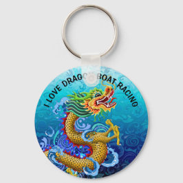 Gold & Blue I Love Dragon Boat Racing Sleutelhanger