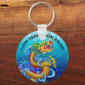 Gold & Blue I Love Dragon Boat Racing Sleutelhanger (Voorkant)